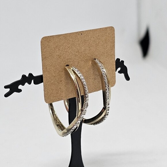 925 Sterling Silver Vermeil - Natural Diamond Crossover Semi Hoop Earrings - Picture 7 of 12